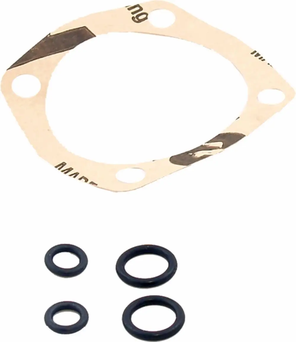 Dichtungssatz bestehend aus einer flachen Dichtung und mehreren O-Ringen, passend für Thermomix, mit Markierung „Wolf“ auf der Dichtung.